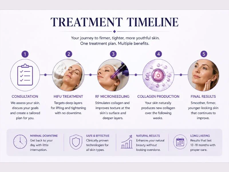 Timeline of how long complete skin tightening treatment Henley In Arden results take