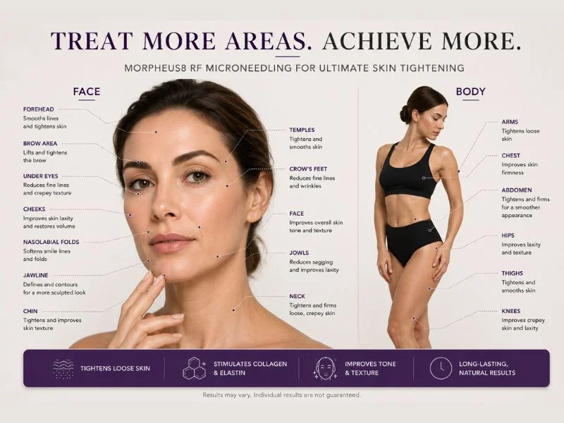 Total Skin tightening treatment Henley In Arden areas of the body and face that can be treated
